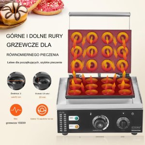Gofrownica Donut do Pączków Opiekacz Gastronomiczna 6szt. 2