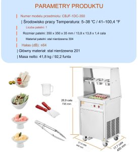 Maszyna do lodów tajskich rolowanych płyta mrożąca 12