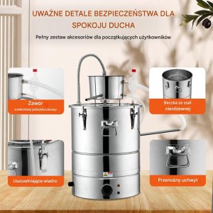 Destylator alkoholowy destylarka alkoholu wina z pompą dwubębnowa 30 L 11