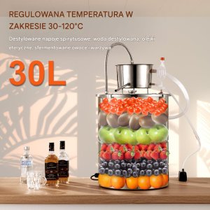 Destylator alkoholowy destylarka alkoholu wina z pompą dwubębnowa 30 L 12