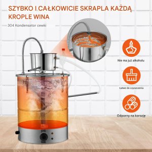 Destylator alkoholowy destylarka alkoholu wina z pompą dwubębnowa 30 L 9