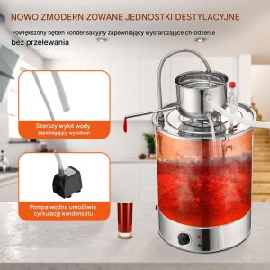 Destylator alkoholowy destylarka alkoholu wina z pompą dwubębnowa 30 L 10