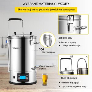 Kocioł warzelny zacierny warzelny do produkcji piwa 30L 2500W 4
