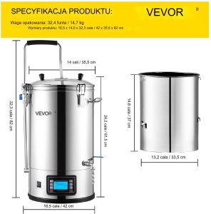 Kocioł warzelny zacierny warzelny do produkcji piwa 30L 2500W 5