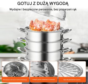 PAROWAR GARNEK do gotowania na parze gastronomiczny 5 poziomów 30 cm 11