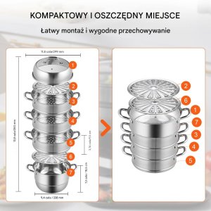 PAROWAR GARNEK do gotowania na parze gastronomiczny 5 poziomów 30 cm 12