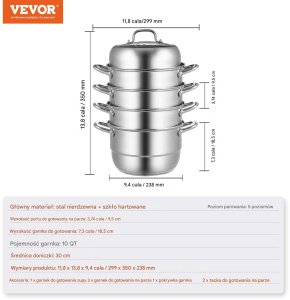 PAROWAR GARNEK do gotowania na parze gastronomiczny 5 poziomów 30 cm 13