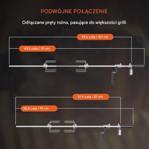 Rożen obrotowy elektryczny do grilla grill gazowy 118 cm 3