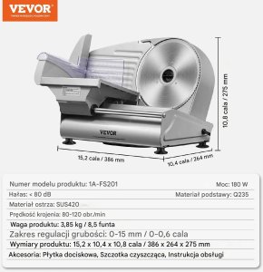 KRAJALNICA GASTRONOMICZNA DO MIĘSA SERA 180 W 6