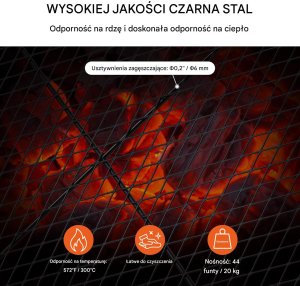 Ruszt do ogniska 91 cm - stalowy z uchwytem - przenośny grill turystyczny 3