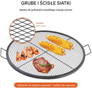 Ruszt do ogniska 91 cm - stalowy z uchwytem - przenośny grill turystyczny 4