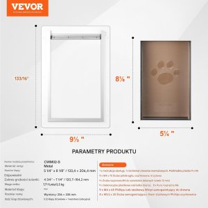 Klapa dla psa do drzwi z zamkiem aluminiowa rama na 3 magnesy mała 2