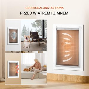 Klapa dla psa do drzwi z zamkiem aluminiowa rama na 3 magnesy mała 3