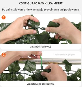 Sztuczny Żywopłot 990 x 2490 mm Mata Osłonowa z Liśćmi Bluszczu 4