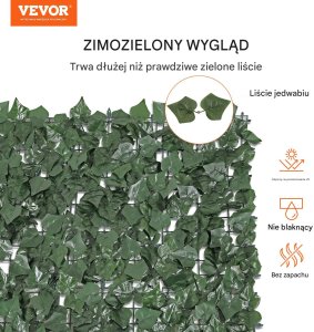 Sztuczny Żywopłot 990 x 2490 mm Mata Osłonowa z Liśćmi Bluszczu 7
