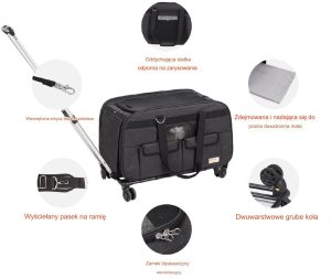 Transporter plecak dla kota psa na kółkach sztywny solidny duży ze stelażem 6