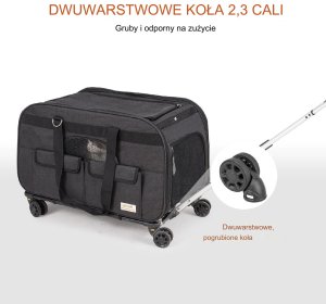 Transporter plecak dla kota psa na kółkach sztywny solidny duży ze stelażem 7