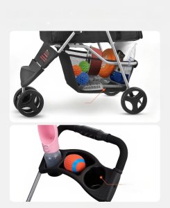 Wózek dla psa składany 16kg 3 koła z hamulcem podróżny do spacerów 5