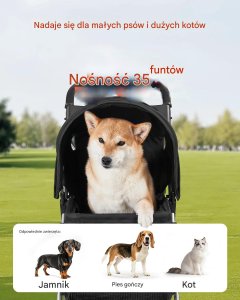 Wózek dla psa składany 16kg 3 koła z hamulcem podróżny do spacerów 9