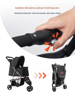 Wózek dla psa składany 16kg 3 koła z hamulcem podróżny do spacerów 10