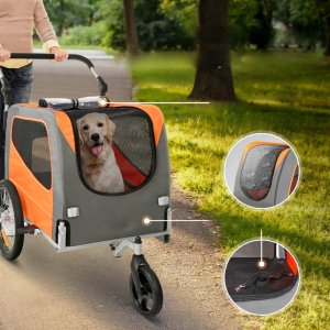 Przyczepka rowerowa dla psa do przewozu transporter do 30 kg pomarańczowy 11