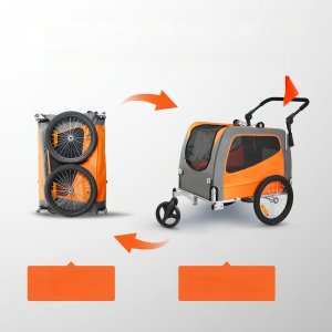 Przyczepka rowerowa dla psa do przewozu transporter do 30 kg pomarańczowy 8