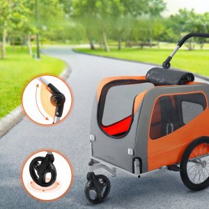 Przyczepka rowerowa dla psa do przewozu transporter do 30 kg pomarańczowy 9