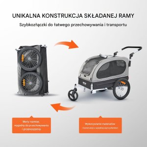 Przyczepka rowerowa dla psa do przewozu transporter do 40 kg szary 2