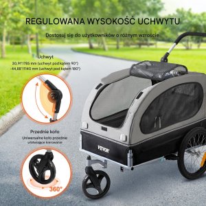 Przyczepka rowerowa dla psa do przewozu transporter do 40 kg szary 4