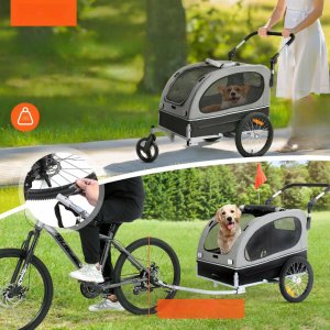 Przyczepka rowerowa dla psa do przewozu transporter do 40 kg szary 10