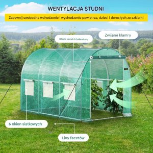 Szklarnia Tunelowa Zielona 3 x 2 x 2 m 4