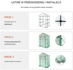 Mini Szklarnia Ogrodowa Tunel Foliowy Ogród Taras Balkon 141 x 74,5 x 205 cm 3