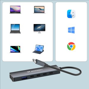 HUB USB Wozinsky 6w1 Hub rozdzielacz USB-A USB-C DisplayPort HDMI - szary 6w1 Hub rozdzielacz USB-A USB-C DisplayPort HDMI - szary 6