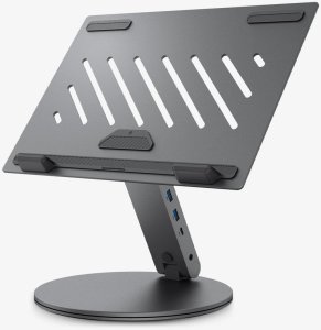 Spigen LD204H Laptop Stand Hub - Podstawka / stojak pod laptopa z Hubem 6 w 1 (Space Grey) 2