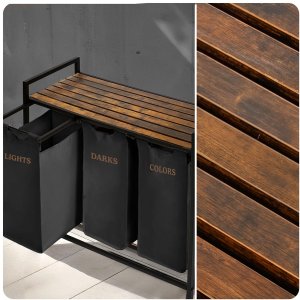 Kosz na pranie Massido Kosz na pranie bieliznę trzykomorowy na stelażu 120 l 3