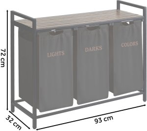 Kosz na pranie Massido Kosz na pranie bieliznę trzykomorowy na stelażu 120 l 4