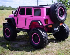 Super-Toys OLBRZYMI JEEP NA AKUMULATOR SPEED, SUPER RÓŻ, MIĘKKIE KOŁA, SIEDZENIE, APLIKACJA/DLS-X15A 15