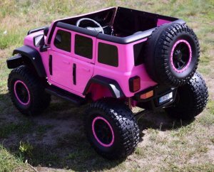 Super-Toys OLBRZYMI JEEP NA AKUMULATOR SPEED, SUPER RÓŻ, MIĘKKIE KOŁA, SIEDZENIE, APLIKACJA/DLS-X15A 16