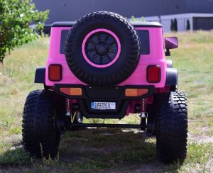 Super-Toys OLBRZYMI JEEP NA AKUMULATOR SPEED, SUPER RÓŻ, MIĘKKIE KOŁA, SIEDZENIE, APLIKACJA/DLS-X15A 20