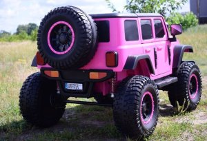 Super-Toys OLBRZYMI JEEP NA AKUMULATOR SPEED, SUPER RÓŻ, MIĘKKIE KOŁA, SIEDZENIE, APLIKACJA/DLS-X15A 21