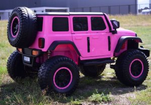 Super-Toys OLBRZYMI JEEP NA AKUMULATOR SPEED, SUPER RÓŻ, MIĘKKIE KOŁA, SIEDZENIE, APLIKACJA/DLS-X15A 22