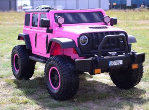 Super-Toys OLBRZYMI JEEP NA AKUMULATOR SPEED, SUPER RÓŻ, MIĘKKIE KOŁA, SIEDZENIE, APLIKACJA/DLS-X15A 23