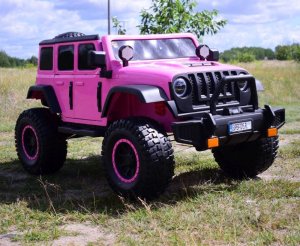 Super-Toys OLBRZYMI JEEP NA AKUMULATOR SPEED, SUPER RÓŻ, MIĘKKIE KOŁA, SIEDZENIE, APLIKACJA/DLS-X15A 9