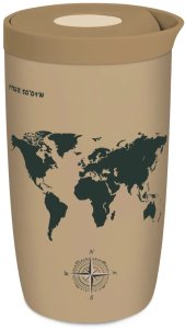 Coffee Format Brązowy kubek termiczny z motywem mapy świata 350 ml 2