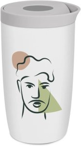 Coffee Format Biały kubek termiczny z motywem twarzy 350 ml 2