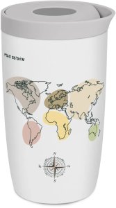 Coffee Format Biały kubek termiczny z motywem mapy świata 350 ml 2