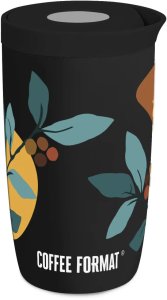 Coffee Format Czarny kubek termiczny z motywem roślin 350 ml 2