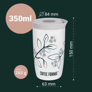 Coffee Format Czarny kubek termiczny z motywem roślin 350 ml 4