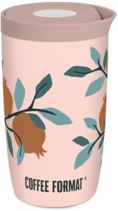 Coffee Format Różowy kubek termiczny z motywem roślin 350 ml 2
