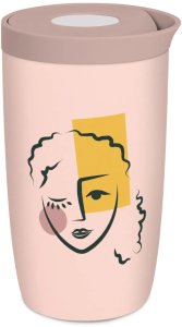 Coffee Format Różowy kubek termiczny z motywem twarzy 350 ml 2